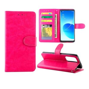 For OPPO Reno6 Pro+(5G) Crazy Horse Texture Leather Horizontal Flip Protective Case with Holder & Card Slots & Wallet & Photo Frame(Magenta) (OEM)