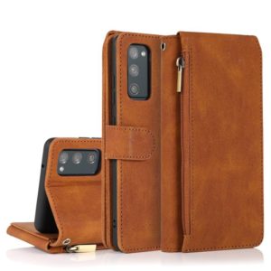 For Samsung Galaxy S20 FE 5G Skin-feel Crazy Horse Texture Zipper Wallet Bag Horizontal Flip Leather Case with Holder & Card Slots & Wallet & Lanyard(Brown) (OEM)