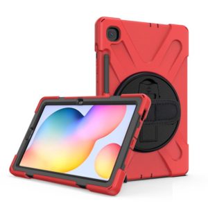 For Samsung Galaxy Tab S6 Lite P610 Shockproof Colorful Silicone + PC Protective Case with Holder & Shoulder Strap & Hand Strap & Pen Slot(Red) (OEM)