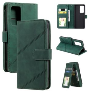 For Huawei P40 Pro Skin Feel Business Horizontal Flip PU Leather Case with Holder & Multi-Card Slots & Wallet & Lanyard & Photo Frame(Green) (OEM)