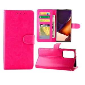 For Samsung Galaxy Note20 Ultra 5G Crazy Horse Texture Leather Horizontal Flip Protective Case with Holder & Card Slots & Wallet & Photo Frame(Magenta) (OEM)