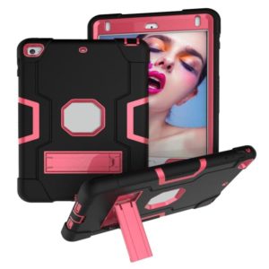 For iPad mini 3/2/1 Silicone + PC Protective Case with Stand(Black + Pink) (OEM)