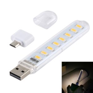 8LEDs 5V 200LM USB LED Book Light Portable Night Light, with Micro Adapter(Warm White) (OEM)