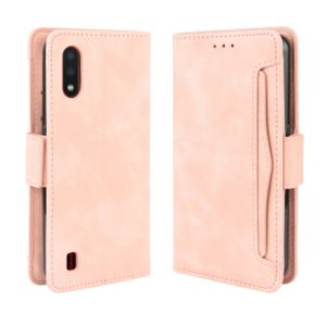 For Galaxy A01 Wallet Style Skin Feel Calf Pattern Leather Case with Separate Card Slots & Holder & Wallet & Photo Frame(Pink) (OEM)