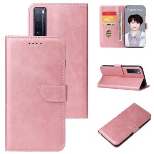 For Huawei nova 7 5G Calf Texture Buckle Horizontal Flip Leather Case with Holder & Card Slots & Wallet(Rose Gold) (OEM)