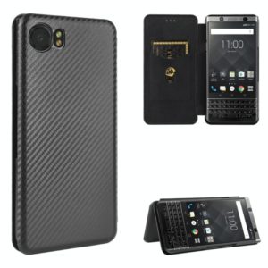 For BlackBerry Keyone Carbon Fiber Texture Horizontal Flip TPU + PC + PU Leather Case with Card Slot(Black) (OEM)