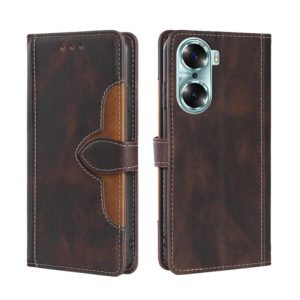 For Honor 60 Skin Feel Straw Hat Magnetic Buckle Leather Phone Case(Brown) (OEM)