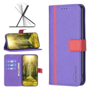 For Motorola Moto E40 / E30 BF13 Color Matching Cross Texture Leather Phone Case(Purple) (OEM)