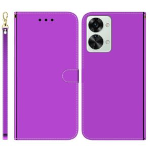 For OnePlus Nord 2T Imitated Mirror Surface Horizontal Flip Leather Phone Case(Purple) (OEM)