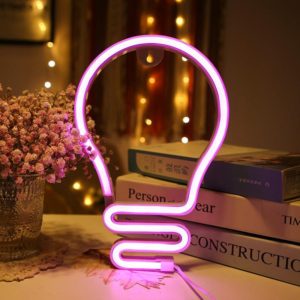 Bulb Neon Light Battery USB Dual-Power LED Decorative Modeling Lamp(Pink Light) (OEM)
