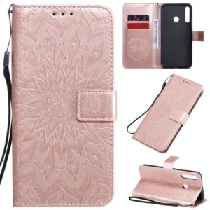 For Huawei P40 Lite E/Y7p/Honor 9C Embossed Sunflower Pattern Horizontal Flip PU Leather Case with Holder & Card Slots & Wallet & Lanyard(Rose Gold) (OEM)
