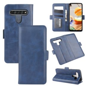 For LG K61 Dual-side Magnetic Buckle Horizontal Flip Leather Case with Holder & Card Slots & Wallet(Dark Blue) (OEM)