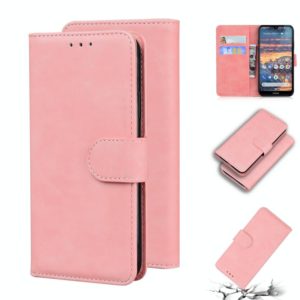 For Nokia 4.2 Skin Feel Pure Color Flip Leather Phone Case(Pink) (OEM)