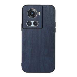 For OnePlus 10R / Ace Wood Texture PU Phone Case(Blue) (OEM)
