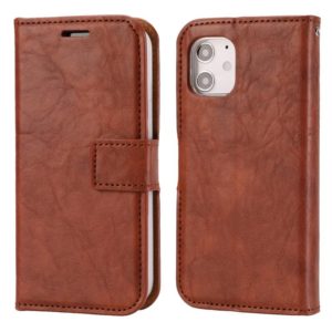 For iPhone 12 mini Crazy Horse Texture Detachable Magnetic Back Cover Horizontal Flip Leather Case with Holder & Card Slots & Photo Frame & Wallet (Brown) (OEM)