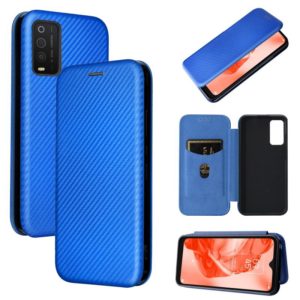 For TCL 205 Carbon Fiber Texture Horizontal Flip Leather Phone Case(Blue) (OEM)