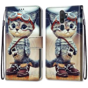 For OPPO A9 (2020) / A5 (2020) / A11X / A11 Coloured Drawing Cross Texture Horizontal Flip PU Leather Case with Holder & Card Slots & Wallet & Lanyard(Leather Shoes Cat) (OEM)