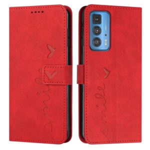 For Motorola Edge 20 Pro Skin Feel Heart Pattern Leather Phone Case(Red) (OEM)