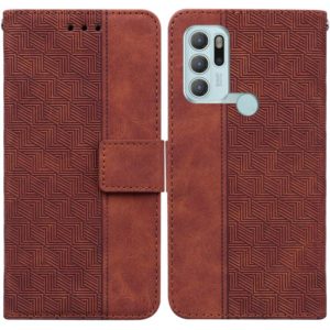 For Motorola Moto G60S Geometric Embossed Leather Phone Case(Brown) (OEM)