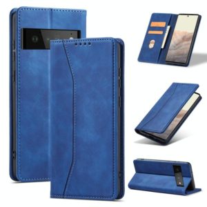 For Google Pixel 6 Pro Magnetic Dual-fold Leather Phone Case(Blue) (OEM)