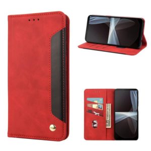 For Sony Xperia 10 IV Skin Feel Splicing Leather Phone Case(Red) (OEM)