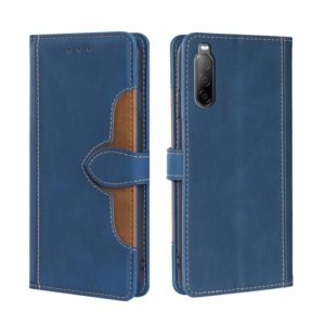 For Sony Xperia 10 II Skin Feel Straw Hat Magnetic Buckle Leather Phone Case(Blue) (OEM)