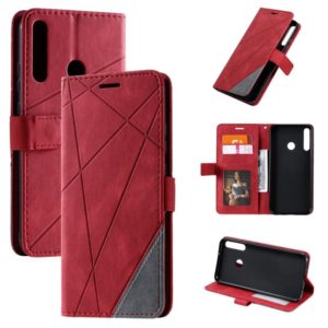For Huawei P40 Lite E / Y7p / Honor 9C Skin Feel Splicing Horizontal Flip Leather Case with Holder & Card Slots & Wallet & Photo Frame(Red) (OEM)