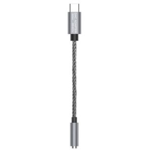 TA12-R2 USB-C / Type-C Male to 3.5mm Audio Female Single Crystal Copper Braid Earphone Adapter(Grey) (OEM)