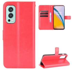For OnePlus Nord 2 5G Crazy Horse Texture Horizontal Flip Leather Case with Holder & Card Slots & Lanyard(Red) (OEM)