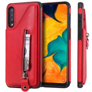 For Galaxy A50 Solid Color Double Buckle Zipper Shockproof Protective Case(Red) (OEM)