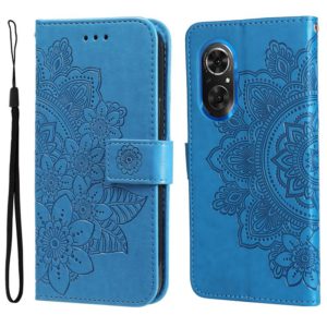 For Honor 50 SE / Huawei nova 9 SE 7-petal Flowers Embossed Flip Leather Phone Case(Blue) (OEM)