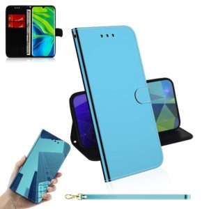 For Xiaomi Mi CC9 Pro / Note 10 / Note 10 Pro Mirror-like Magnetic Attraction Horizontal Flip Leather Case with Lanyard, Support Holder & Card Slot & Wallet(Blue) (OEM)