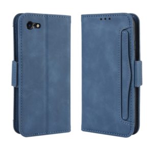 For iPhone SE 2022 / SE 2020 Wallet Style Skin Feel Calf Pattern Leather Case ，with Separate Card Slot(Blue) (OEM)
