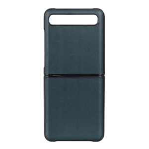 For Galaxy Z Flip Genuine Leather Lambskin Texture Folding Protective Case(Green) (OEM)