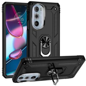 For Motorola Edge 30 Pro Shockproof TPU + PC Phone Case with Holder(Black) (OEM)