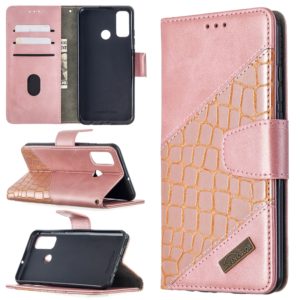 For Huawei P smart 2020 Matching Color Crocodile Texture Horizontal Flip PU Leather Case with Holder & Card Slots & Wallet(Rose Gold) (OEM)