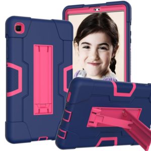 For Samsung Galaxy Tab A7 10.4 (2020) Contrast Color Robot Shockproof Silicone + PC Protective Case with Holder(Navy Blue + Rose Red) (OEM)