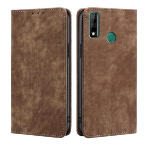 For Huawei Y8S RFID Anti-theft Brush Magnetic Leather Phone Case(Brown) (OEM)