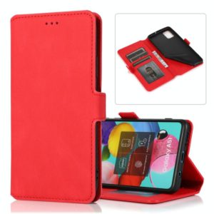 For Samsung Galaxy A51 Retro Magnetic Closing Clasp Horizontal Flip Leather Case with Holder & Card Slots & Photo Frame & Wallet(Red) (OEM)