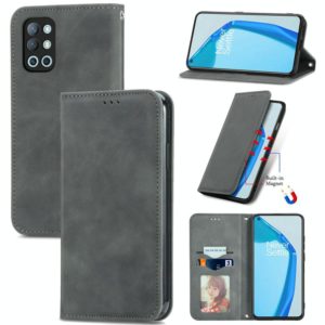 For OnePlus 9R Retro Skin Feel Business Magnetic Horizontal Flip Leather Case with Holder & Card Slots & Wallet & Photo Frame(Gray) (OEM)