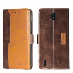 For Nokia C01 Plus/C1 2nd Editon Contrast Color Side Buckle Leather Phone Case(Dark Brown + Gold) (OEM)