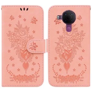 For Nokia 5.4 Butterfly Rose Embossed Leather Phone Case(Pink) (OEM)