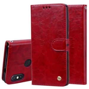 Business Style Oil Wax Texture Horizontal Flip Leather Case for Xiaomi Redmi Note 5 Pro, with Holder & Card Slots & Wallet (Red) (OEM)