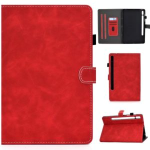 For Samsung Galaxy Tab S8 / Galaxy Tab S7 T870 Cowhide Texture Horizontal Flip Leather Case with Holder & Card Slots & Sleep / Wake-up Function(Red) (OEM)