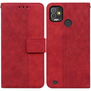 For Tecno Pop 5P Geometric Embossed Leather Phone Case(Red) (OEM)
