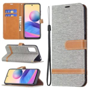For Xiaomi Poco M3 Pro / Redmi Note 10 5G Color Matching Denim Texture Horizontal Flip Leather Case with Holder & Card Slots & Wallet & Lanyard(Grey) (OEM)