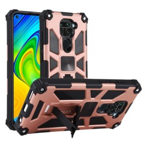 For Xiaomi Redmi Note 9 Shockproof TPU + PC Magnetic Protective Case with Holder(Rose Red) (OEM)