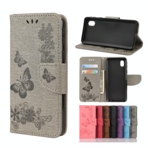 For Samsung Galaxy A01 Core Butterflies Embossing Horizontal Flip Leather Case with Holder & Card Slots & Wallet(Grey) (OEM)