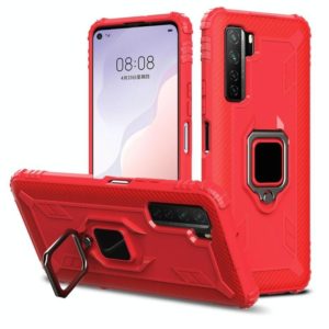 For Huawei Nova 7 SE Carbon Fiber Protective Case with 360 Degree Rotating Ring Holder(Red) (OEM)
