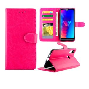 For LG W30 Crazy Horse Texture Leather Horizontal Flip Protective Case with Holder & Card Slots & Wallet & Photo Frame(Magenta) (OEM)